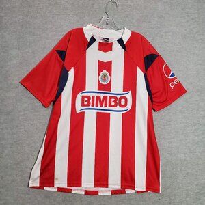 C.D. Guadalajara Men Soccer Jersey 2XL Red Colorblock Bimbo Toyota Pepsi READ‎